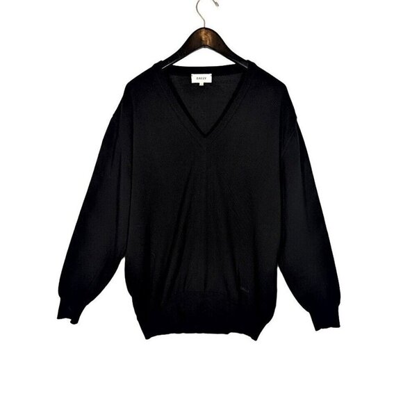 Bally Men’s Black Virgin Wool Golf Sweater Size 42 V-Neck Designer Preppy Knit - Picture 1 of 7